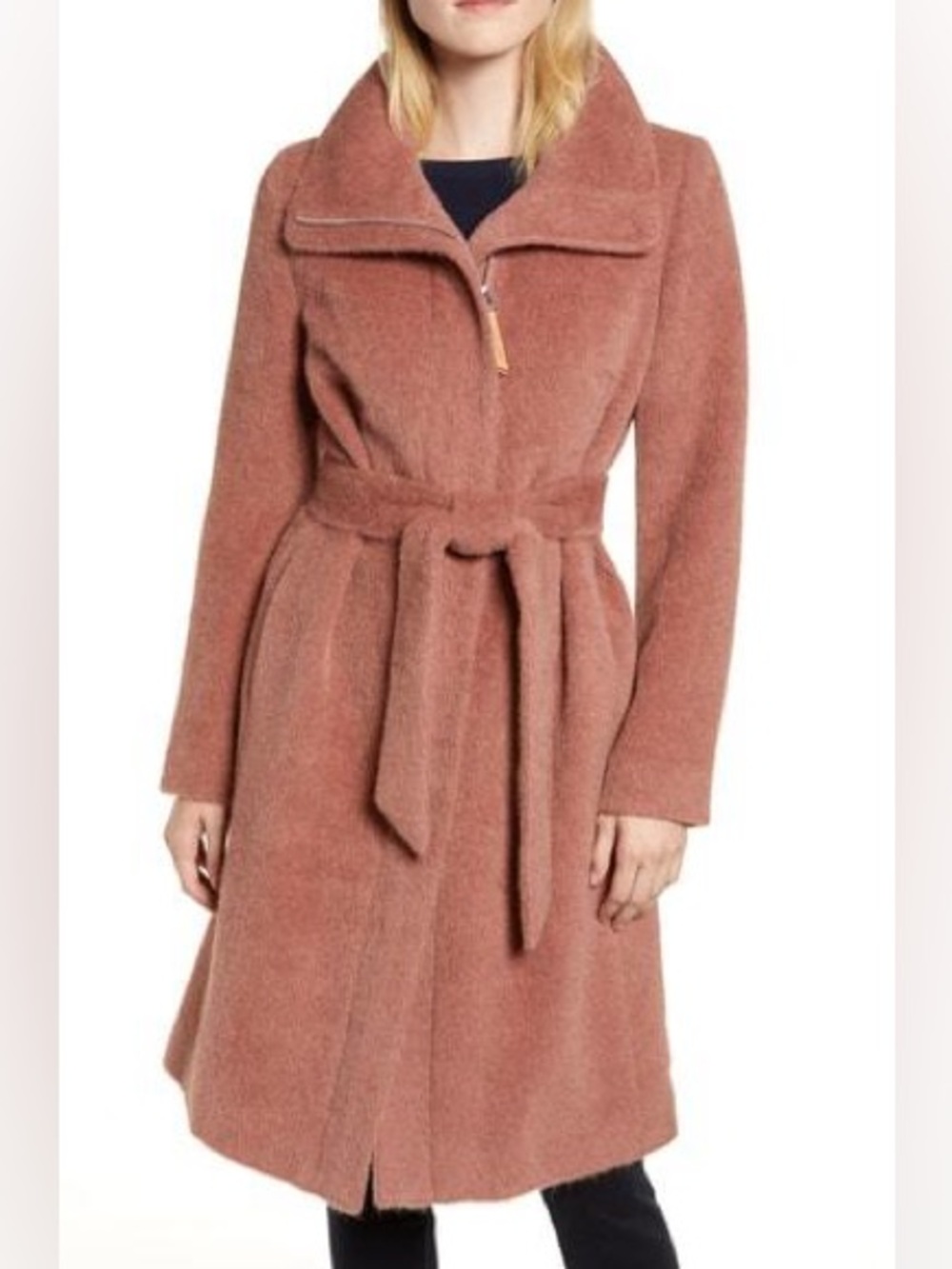 Cole Haan Suri Alpaca Wool Blend Belted Coat Size 12